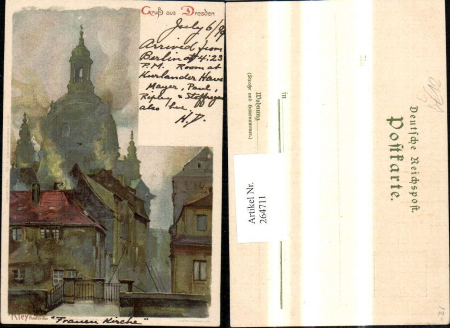 264711,Künstler Litho Heinrich Kley Karlsruhe Gruß a. Dresden pub E. Nister