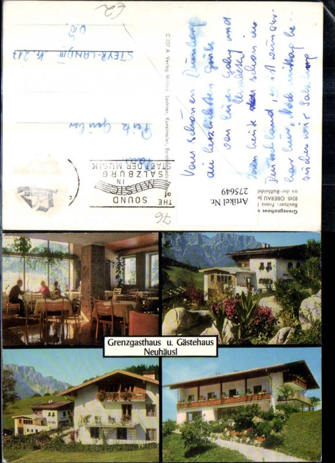 275649, Oberau near Berchtesgaden, border inn and guesthouse Neuhäusl, multi-view postcard