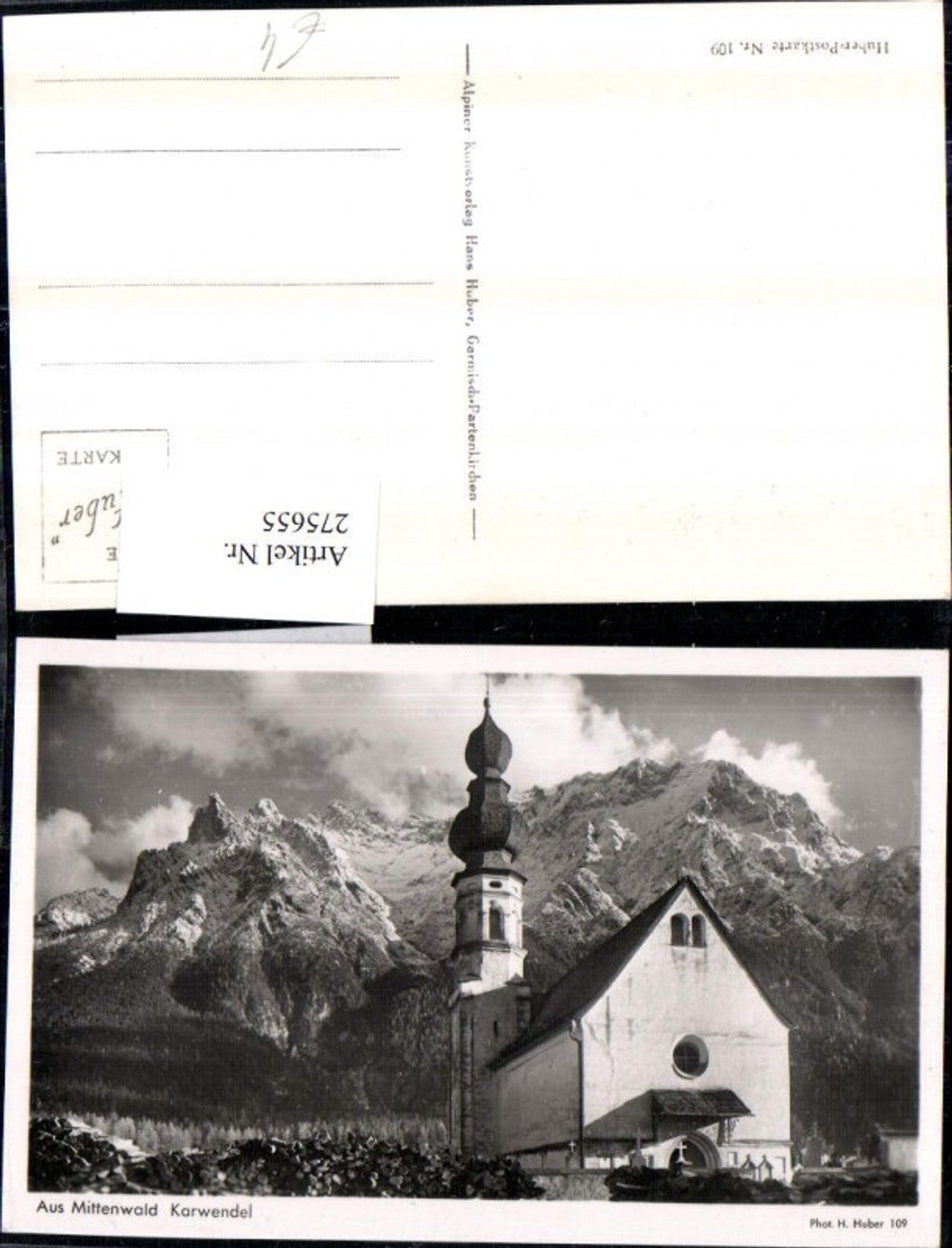 275655,Mittenwald Kirche m. Karwendel Bergkulisse