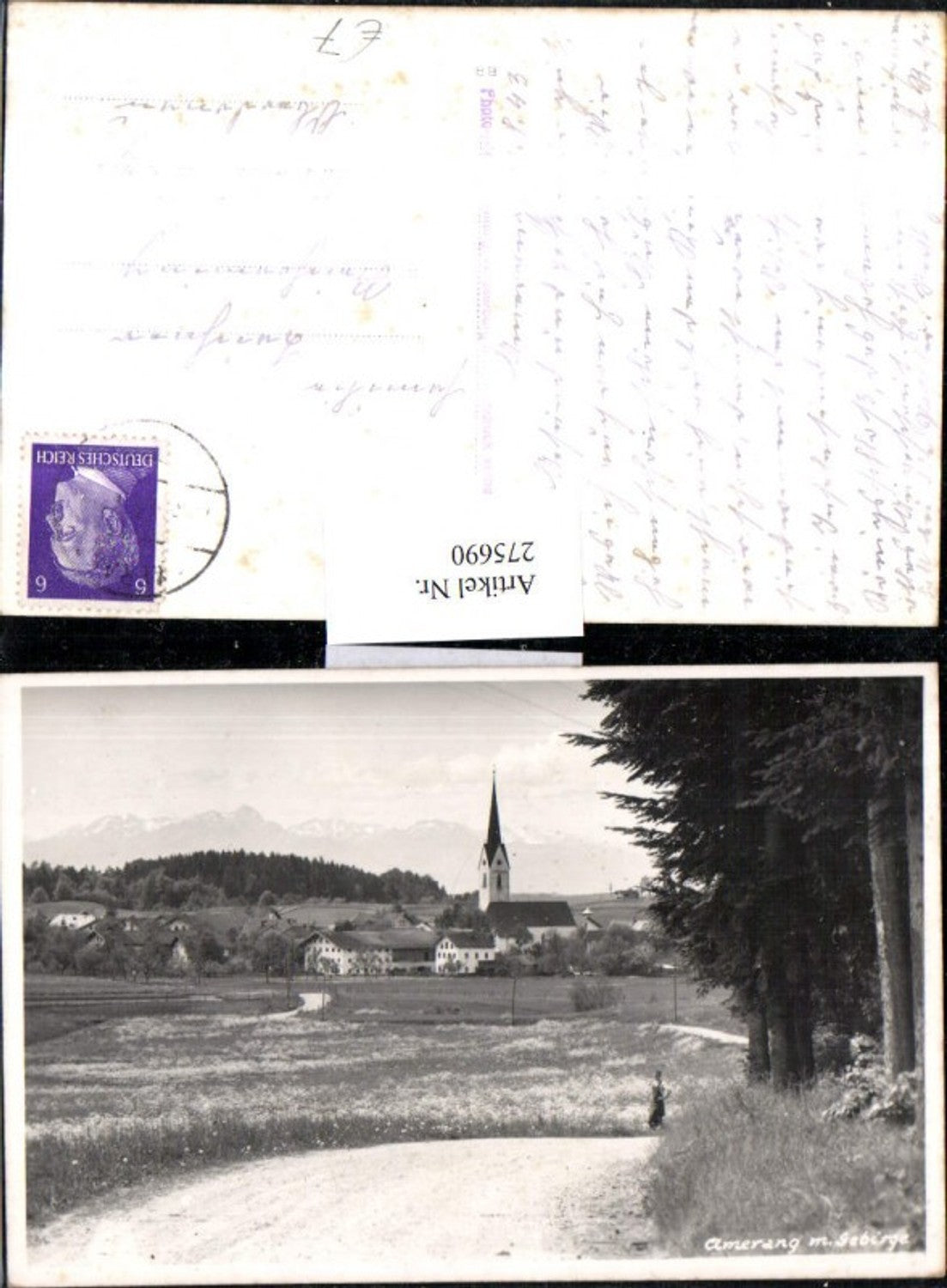 275690,Amerang Teilansicht Kirche m. Gebirge