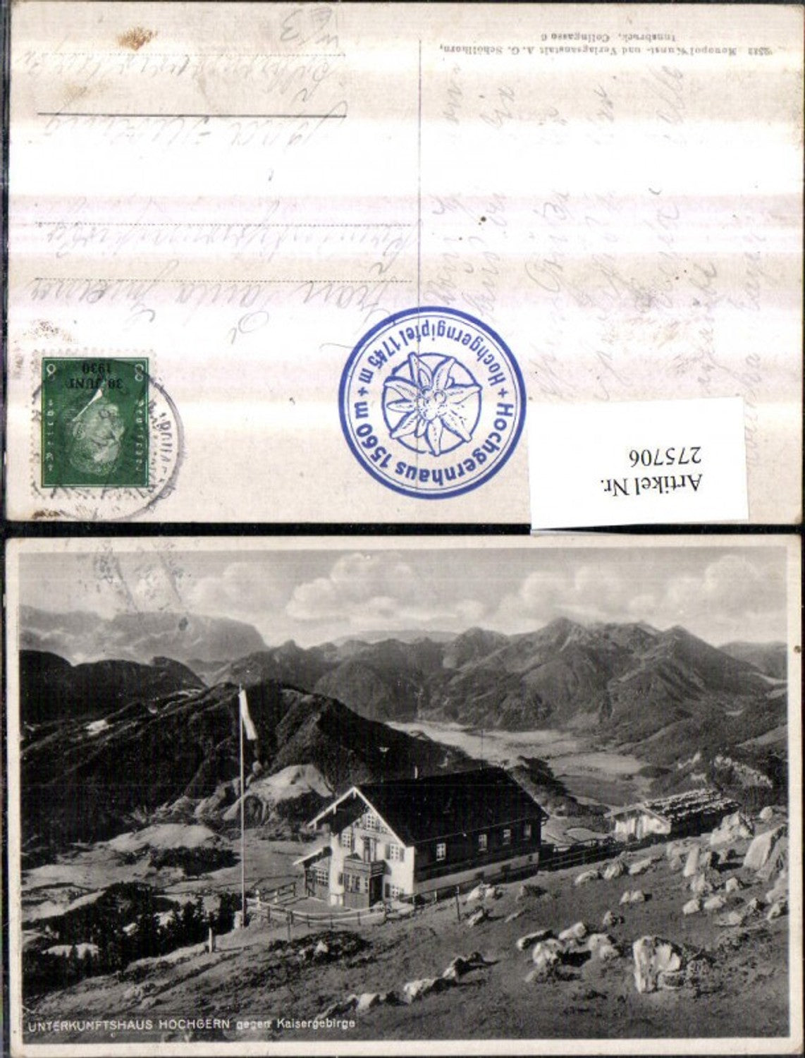 275706,Unterkunftshaus Hochgern geg. Kaisergebirge Bergkulisse b. Unterwössen