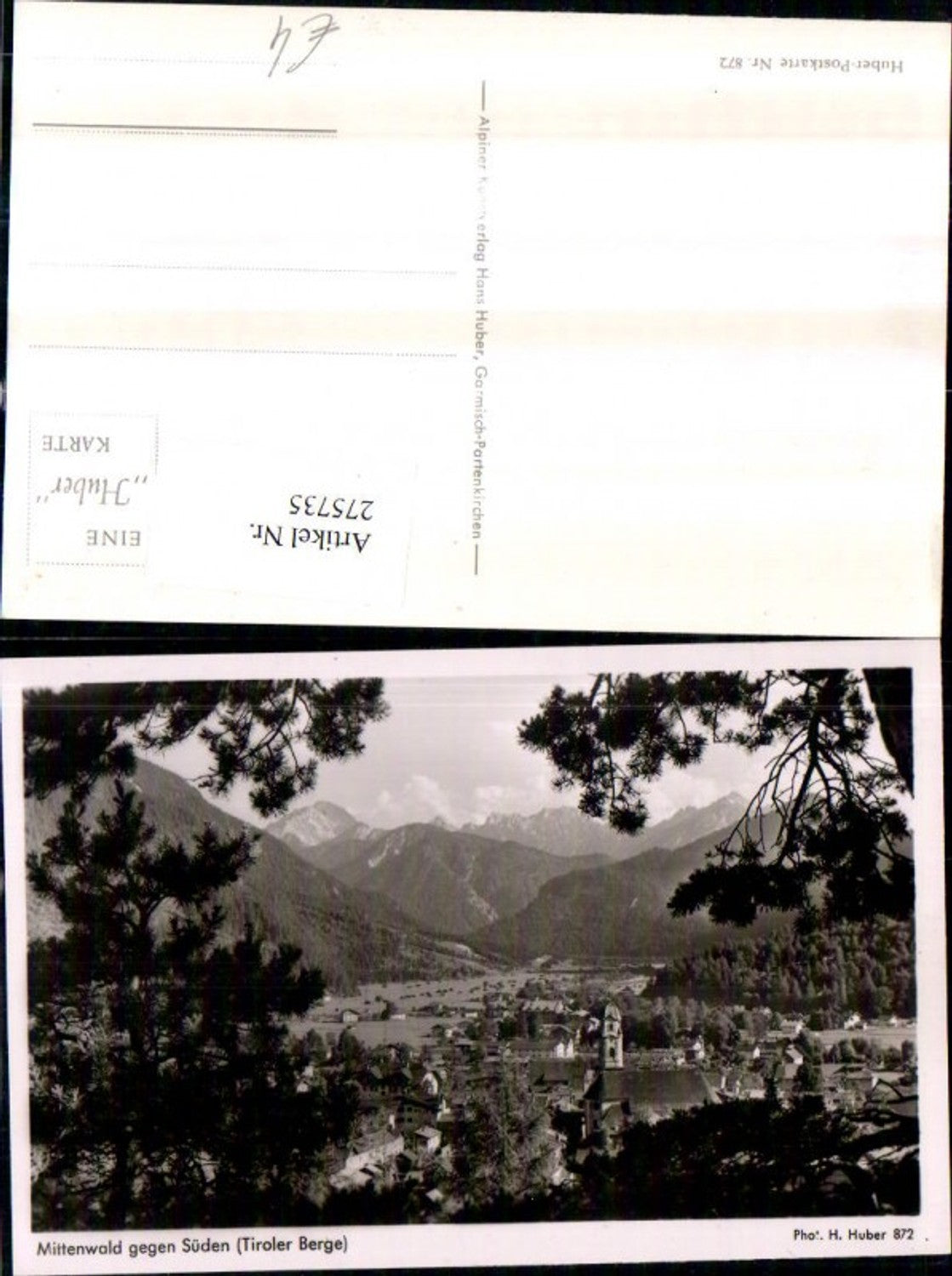 275735,Mittenwald Totale geg. Süden Bergkulisse