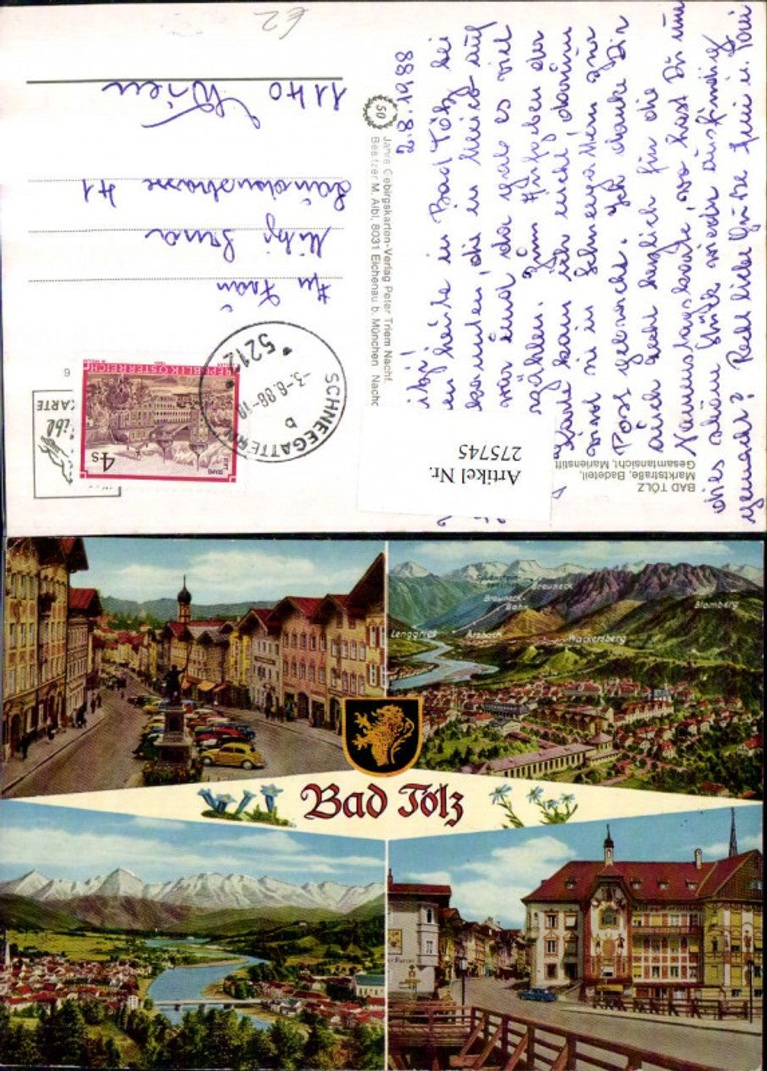 275745,Bad Tölz Totale Marktstraße Marienstift Brücke Denkmal Mehrbildkarte