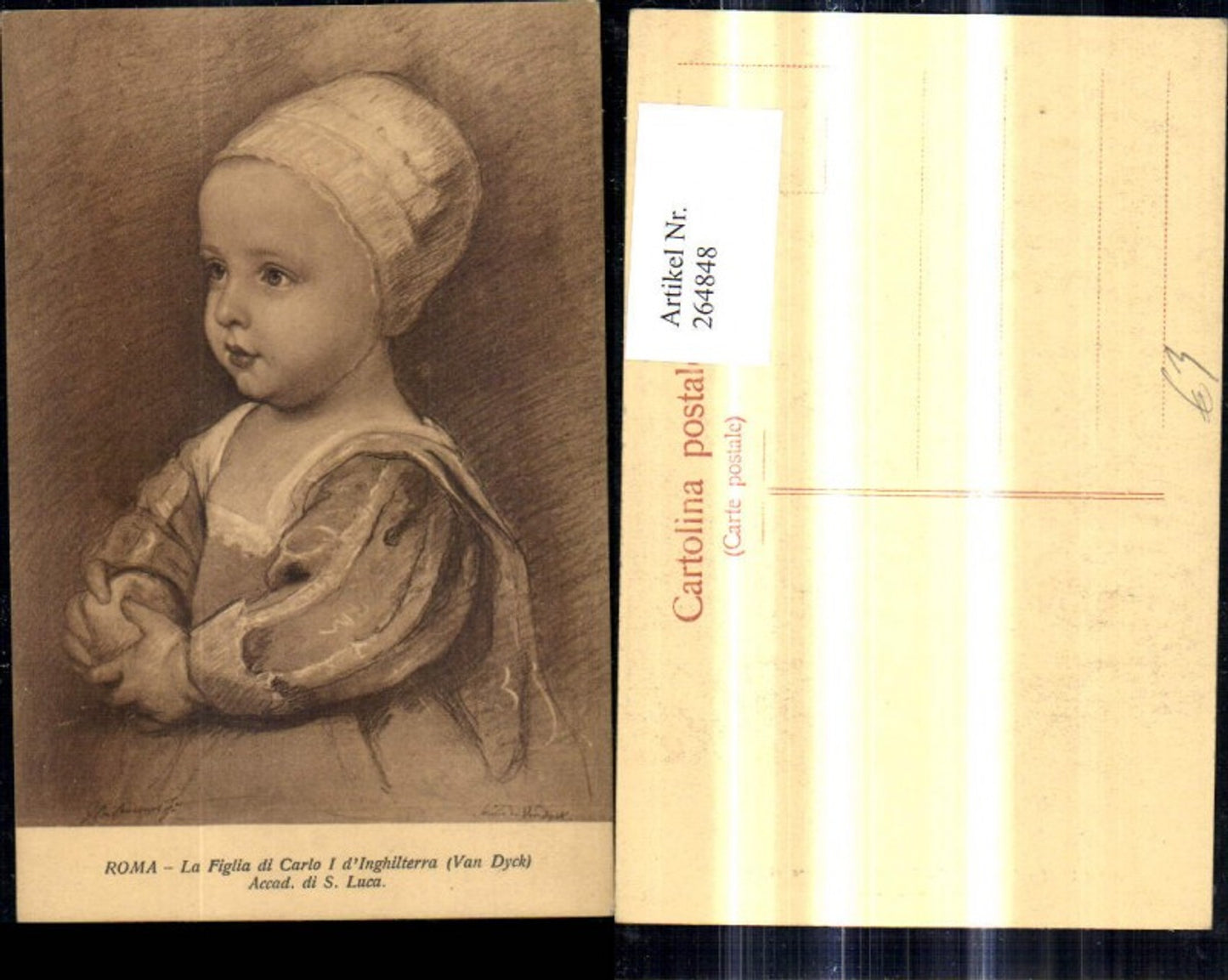 264848,Künstler Ak Van Dyck Kind La Figlia di Carlo l d Inghilterra Mädchen Haube Portrait