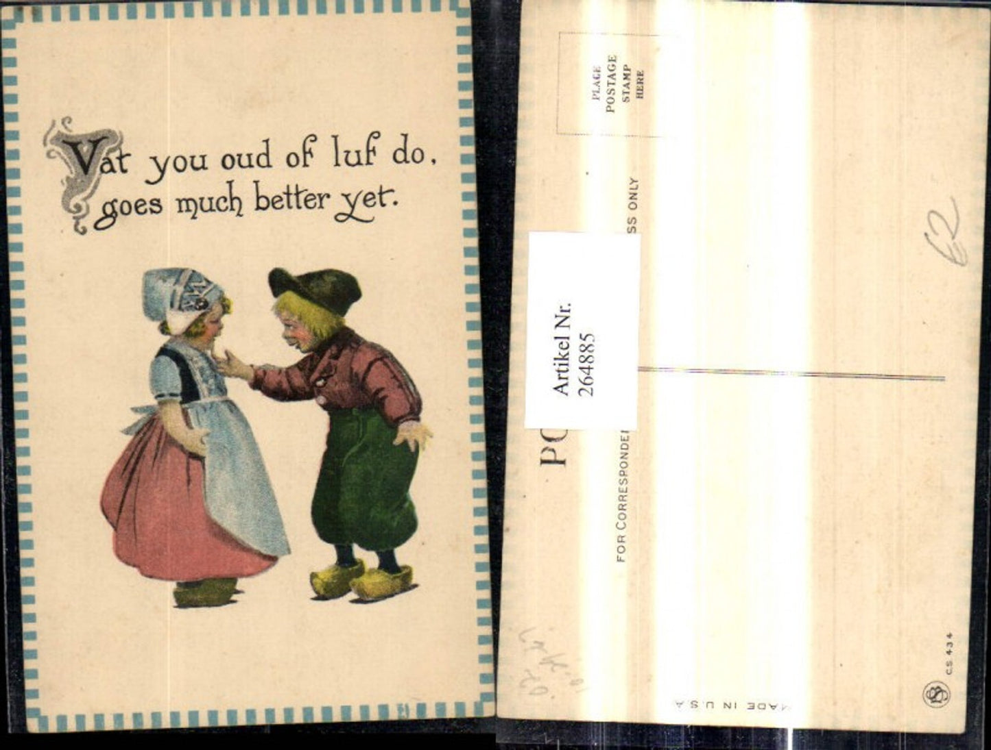 264885,Künstler Ak Kinder Holländischer Typ Tracht Spruch Text