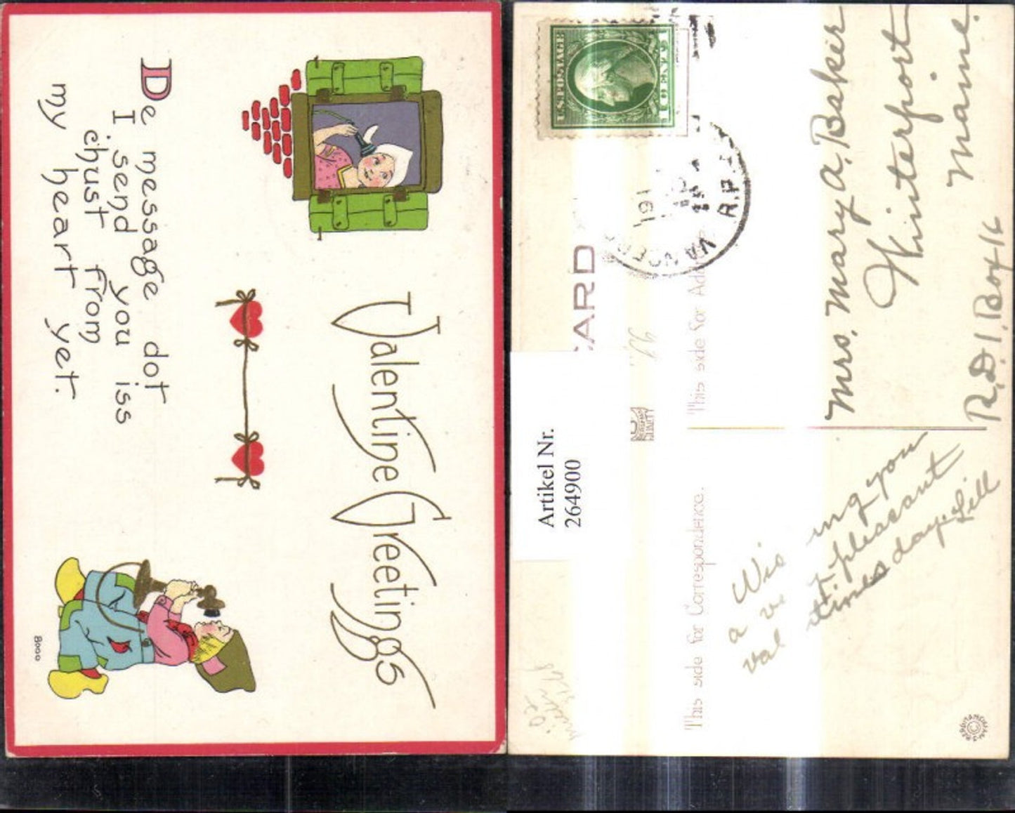 264900,Künstler Ak Kinder Holländischer Typ telefonieren Fenster Telefon Valentine Greetings Spruch Herz