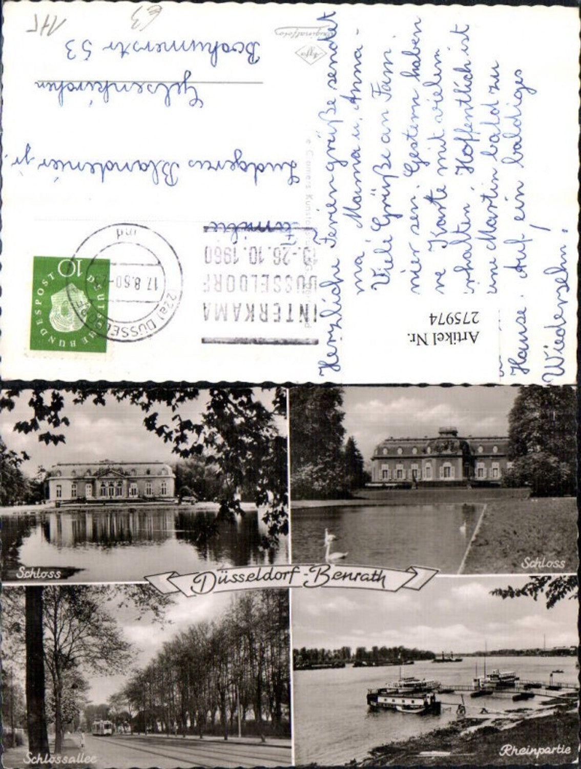275974,Düsseldorf Benrath Schloss Schlossallee Rheinpartie Mehrbildkarte