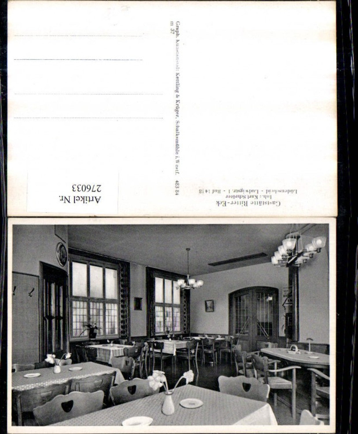 276033,Lüdenscheid Gaststätte Ritter-Eck Inhaber Karl Schröter Innenansicht