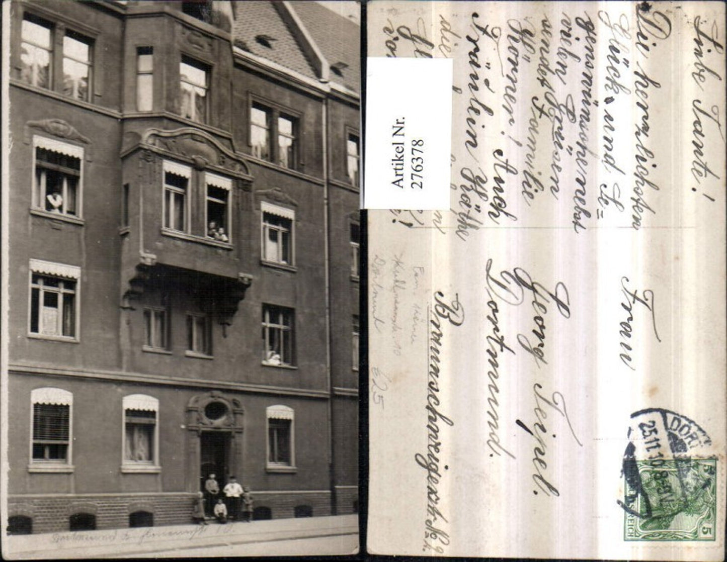 276378,Foto AK Dortmund Kuhlmannstraße Nr. 10 Familie Körner Hausansicht