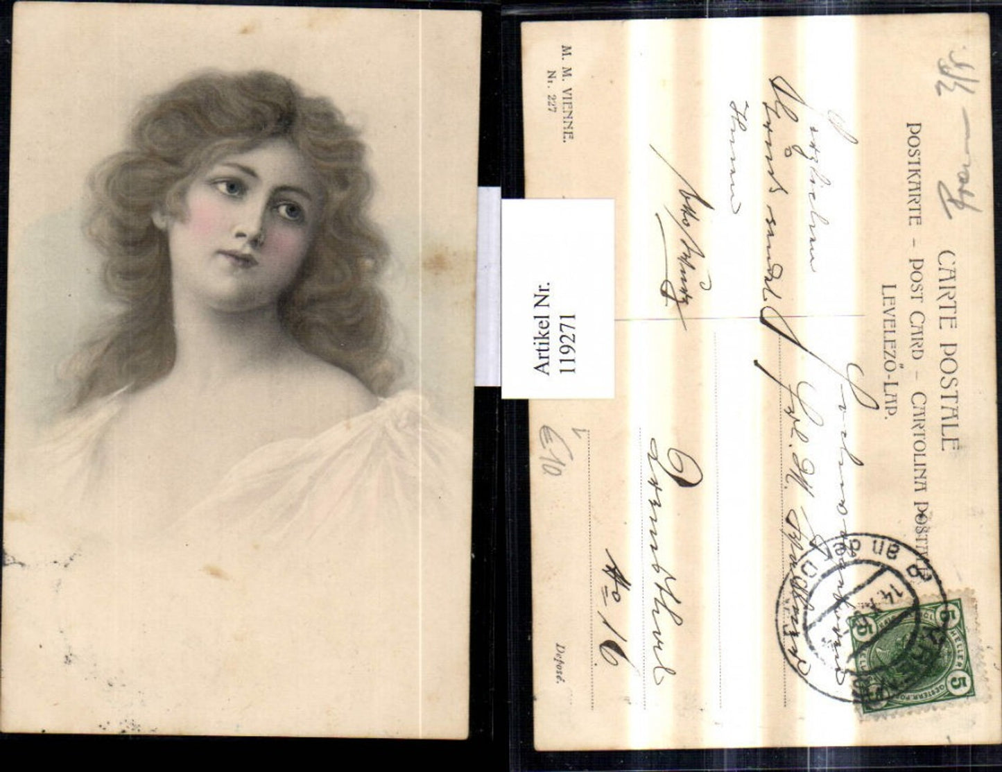 119271,M. Munk Vienne 227 Künstler Ak Frau Portrait