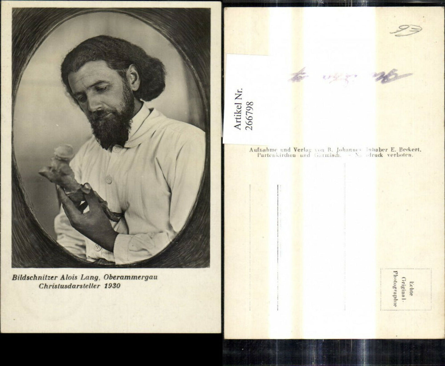 266798,Foto Ak Bildschnitzer Alois Land Oberammergau Christusdarsteller 1930 Rel