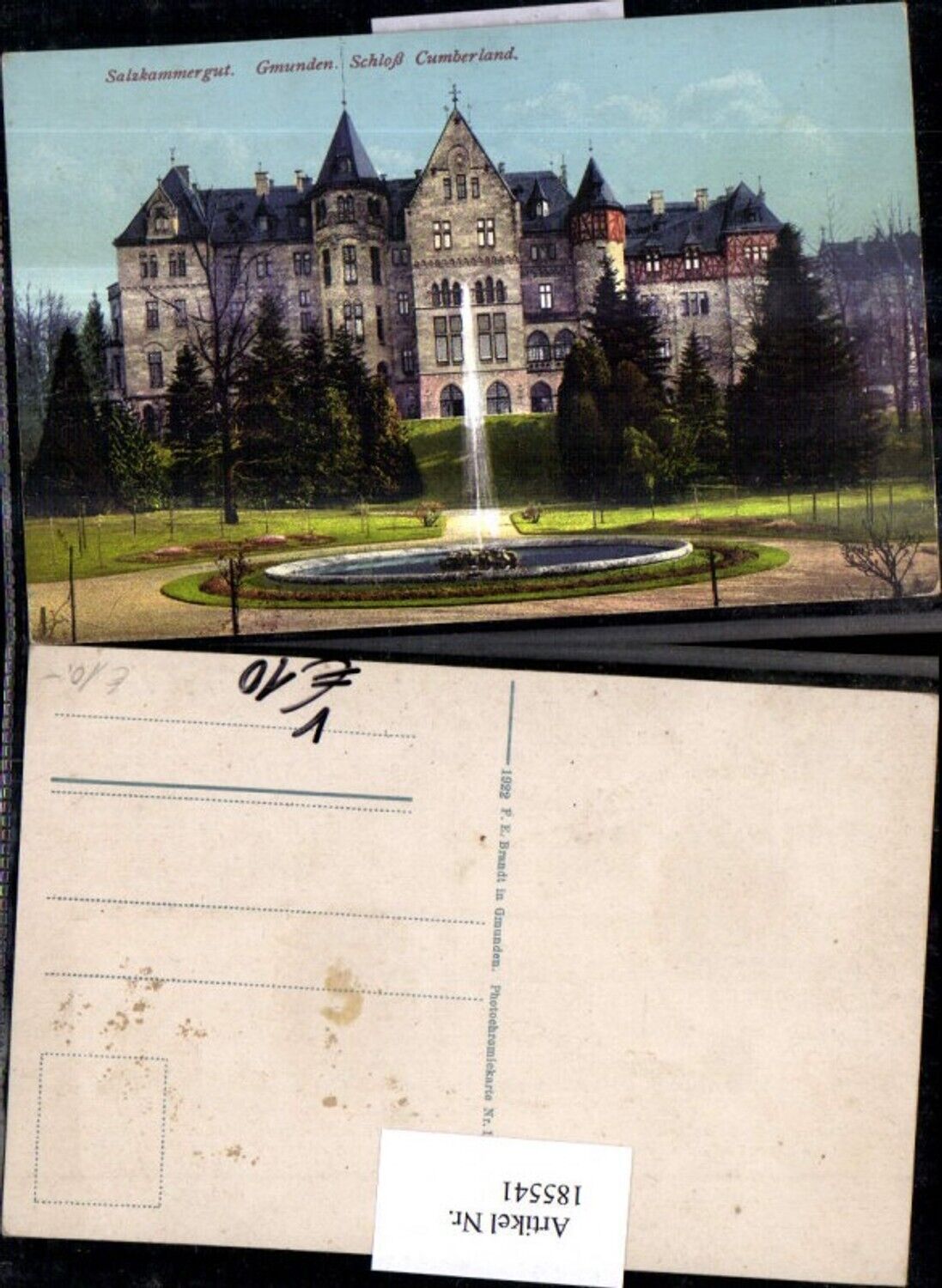 185541,Salzkammergut Gmunden Schloss Cumberland Brunnen pub Brandt 104