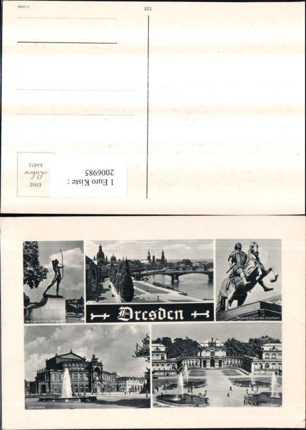 2006985,Dresden Teilansicht Zwinger Opernhaus Bogenschütze Statue Denkmal August des Starken Mehrbildkarte