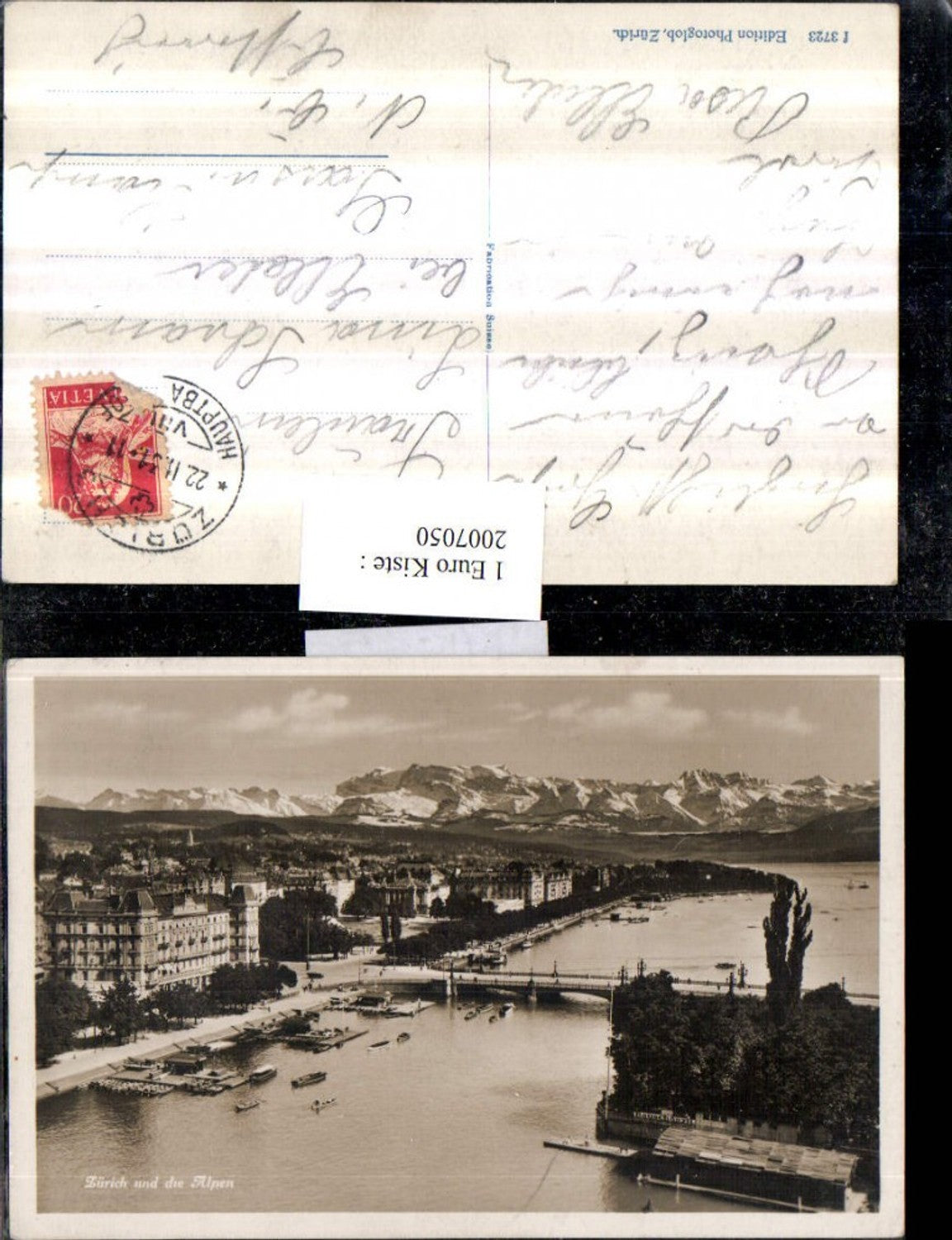 2007050,Zürich Teilansicht und d. Alpen Bergkulisse Brücke