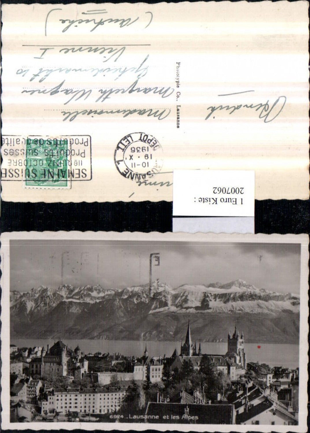 2007062,Lausanne Teilansicht Kirche et les Alpes Bergkulisse Kt Waadt