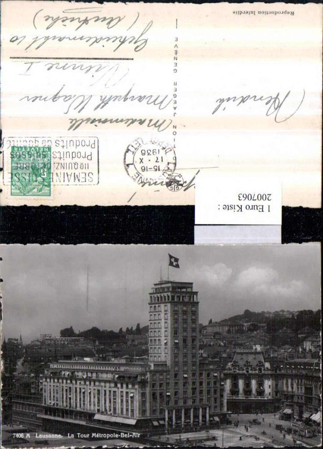 2007063,Lausanne La Tour Metropole-Bel-Air Gebäude Kt Waadt