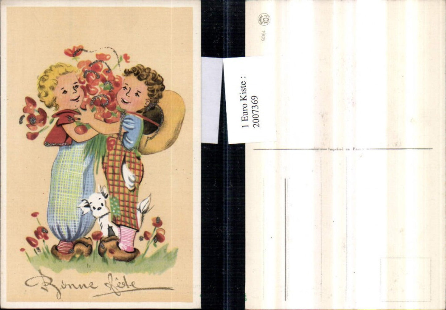 2007369,Glückwunsch Glitzer Buben Jungs Umarmung Blumen Hut Pantoffeln Hund Terrier