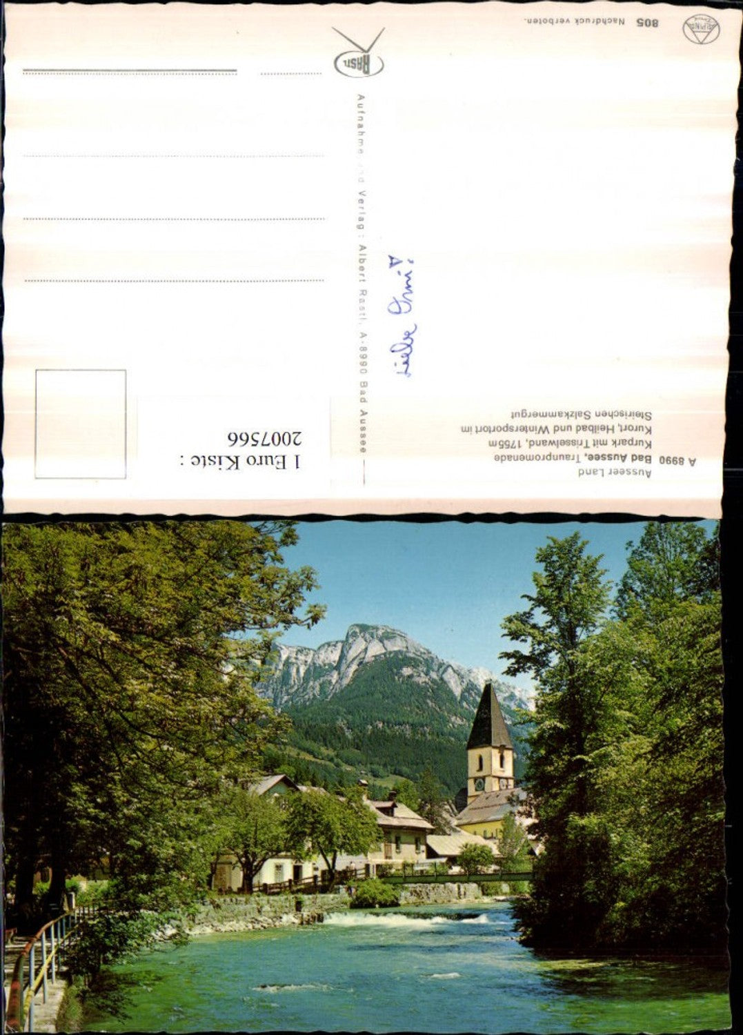 2007566,Bad Aussee Teilansicht Traupromenade Kurpark Brücke Kirchenturm m. Trisselwand