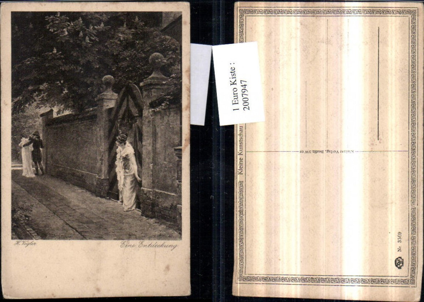 2007947,Künstler AK H. Vogler Eine Entdeckung Frau m. Kleid schaut Liebespaar Paar nach