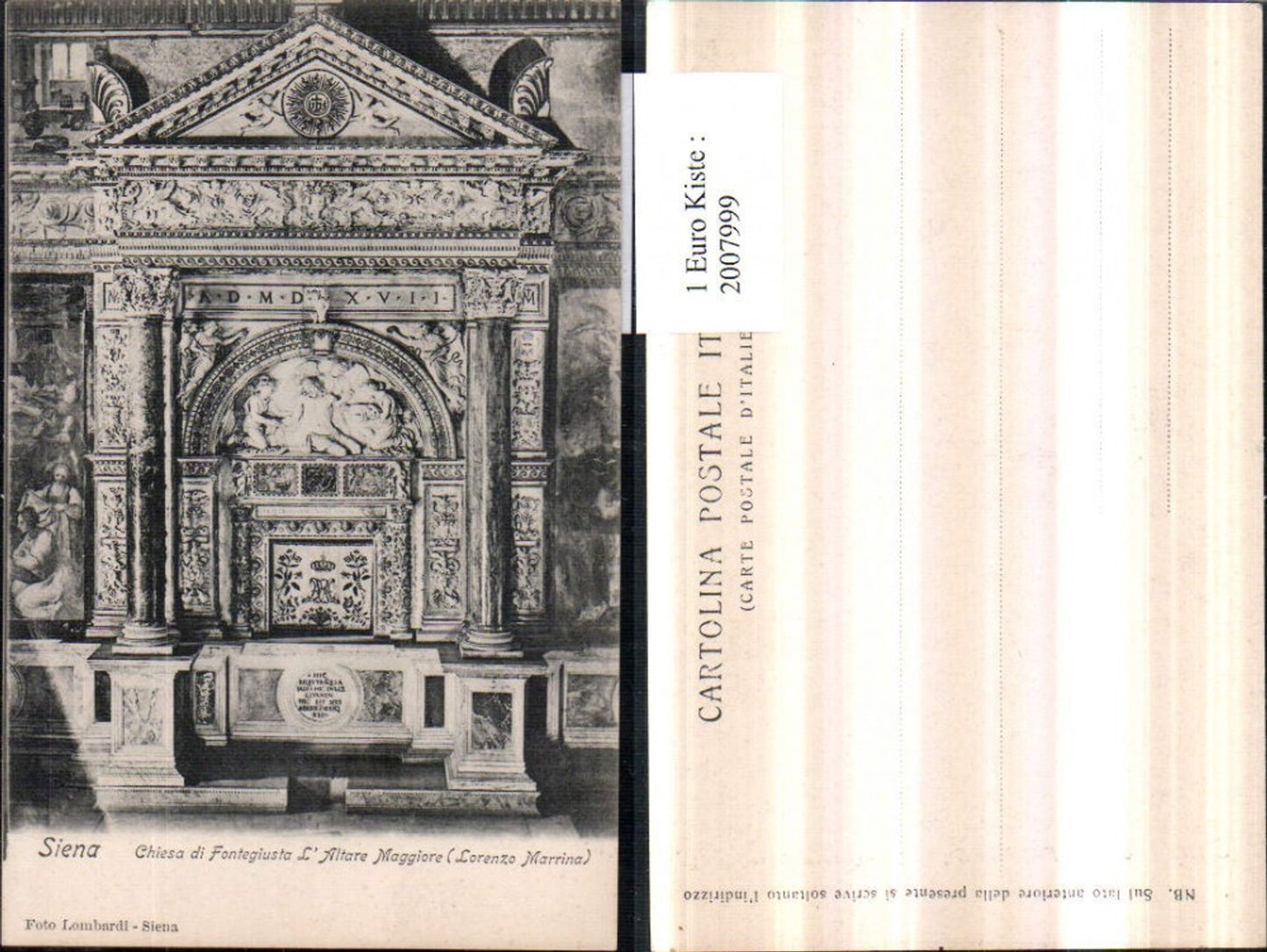 2007999,Siena Chiesa di Fontegiusta L'Altare Maggiore Kirche Altar