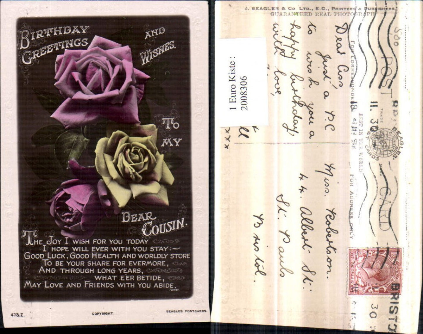 2008306,Präge Passeparout Birthday Geburtstag Rosen Spruch Text