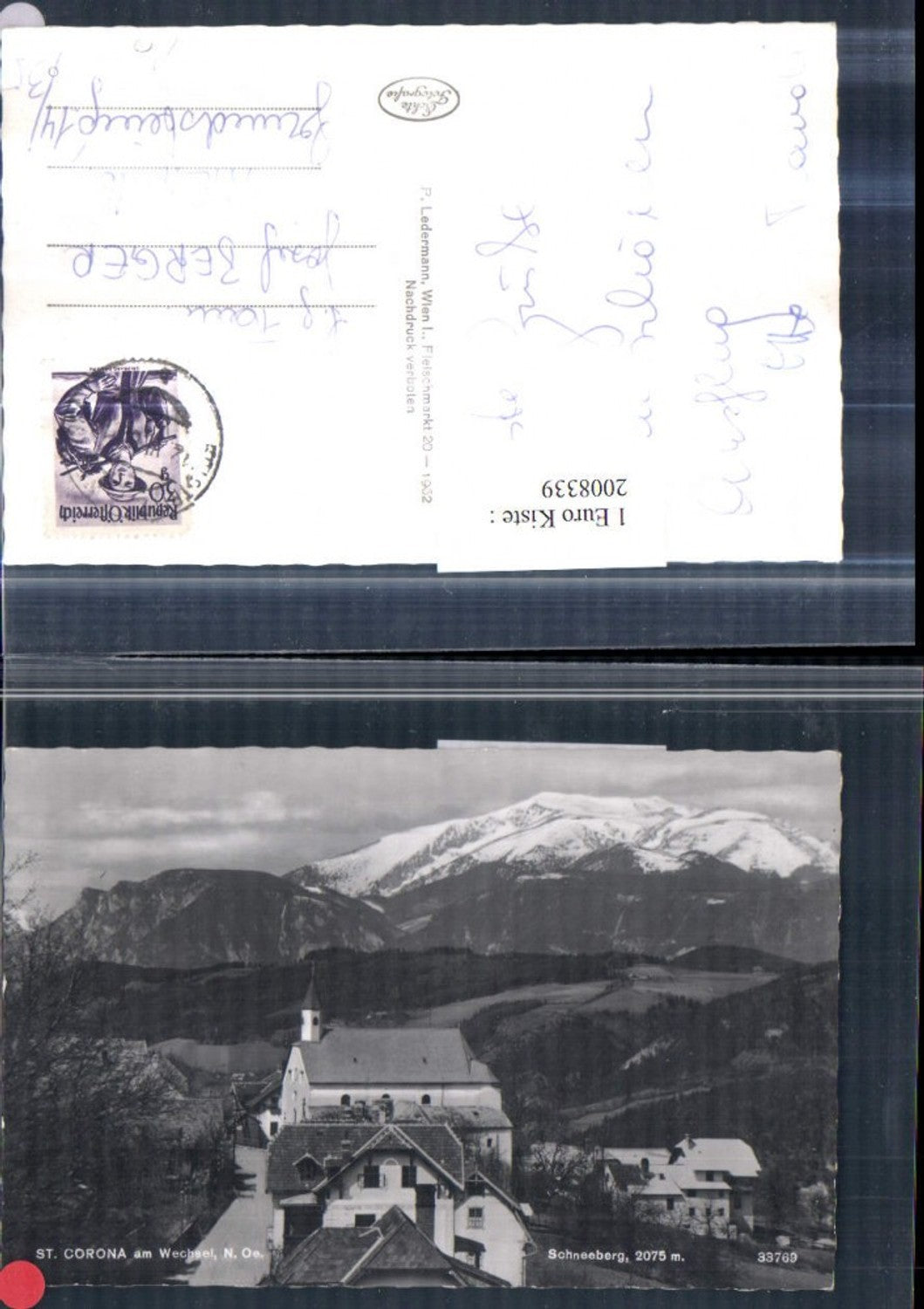 2008339,St. Corona am Wechsel Teilansicht Kirche m. Schneeberg Bergkulisse