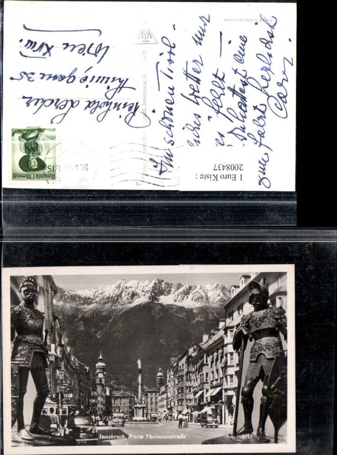 2008437,Innsbruck Maria Theresienstraße Straßenansicht Fotomontage Rüstung Bergkulisse