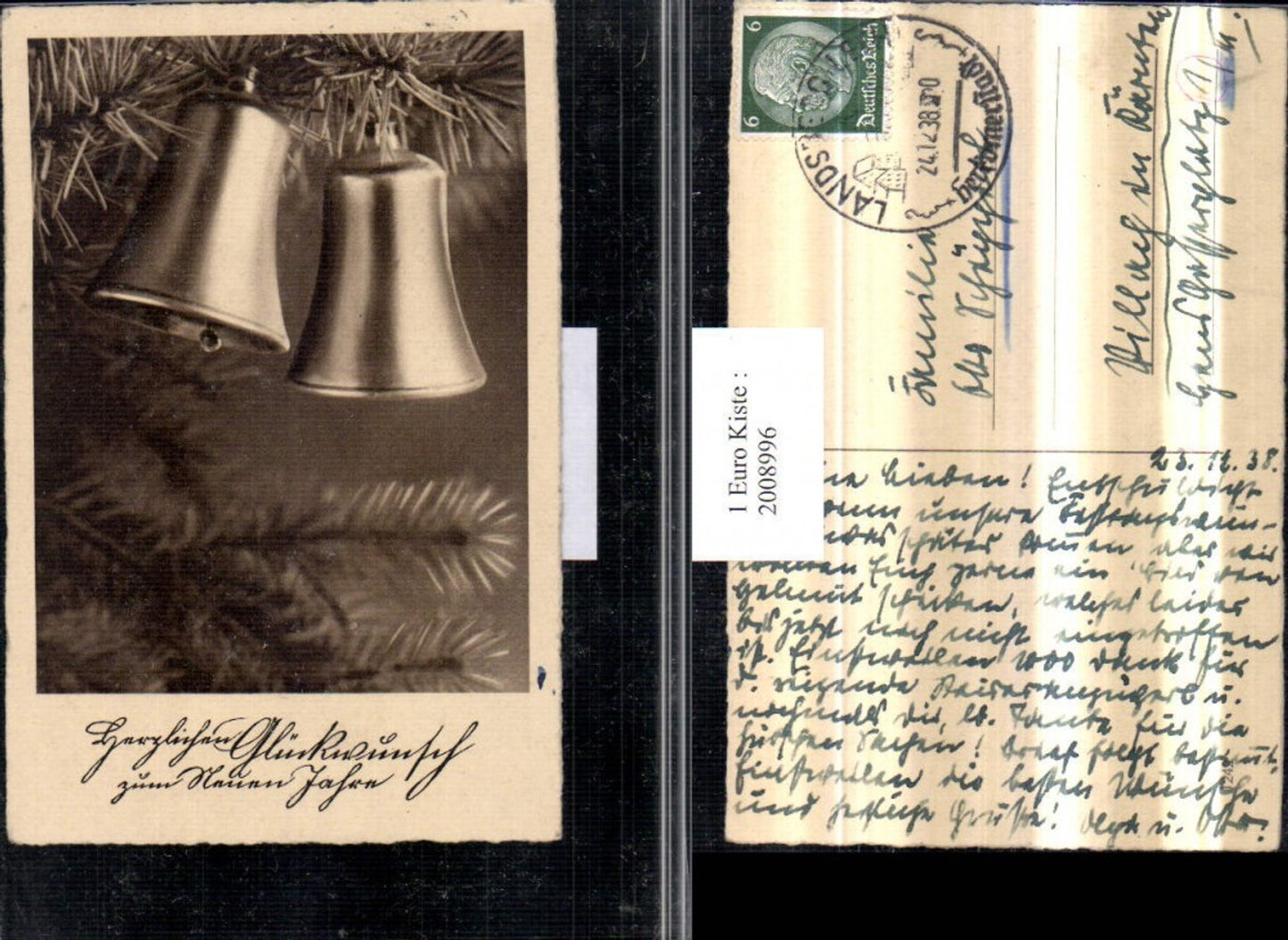 2008996,Neujahr Tannenzweig Glocken