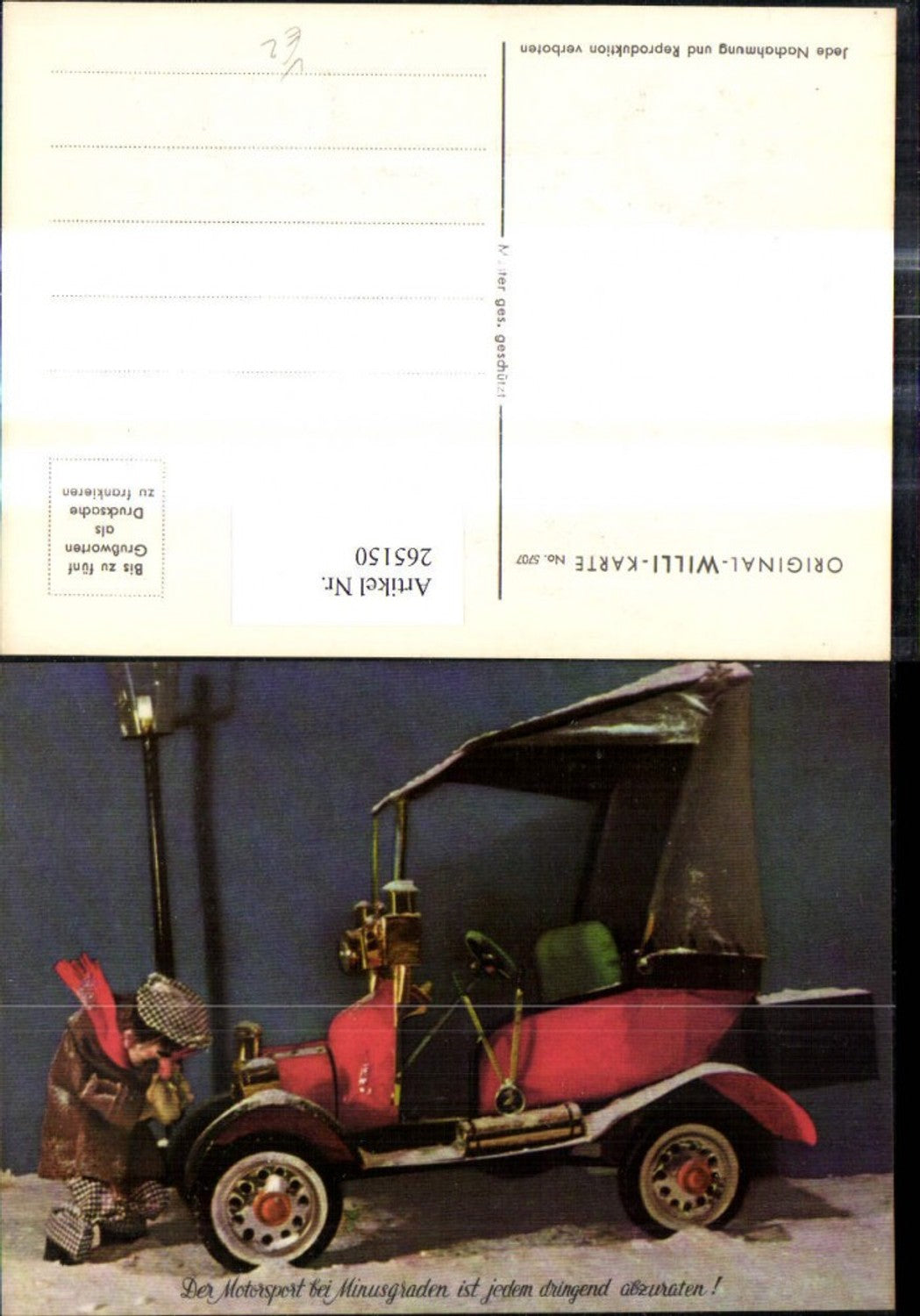 265150,Original Willi Karte 5707 Automobil Mann Motorsport i. Winter Spruch
