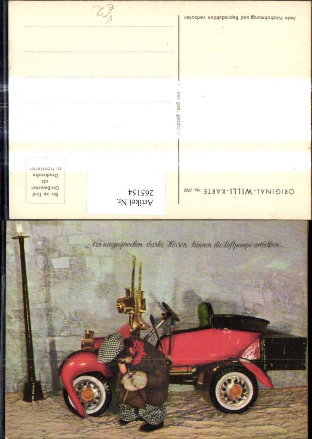 265154,Original Willi Karte 5705 Mann Automobil Auto Luftpumpe Spruch