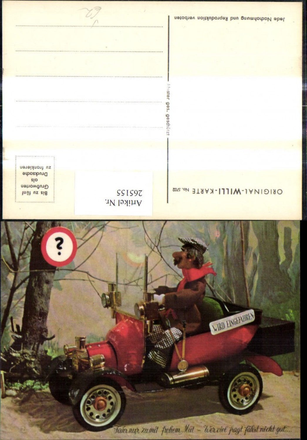 265155, Original Willi Card 5702 Man Automobile Car He who asks many questions does not drive well saying