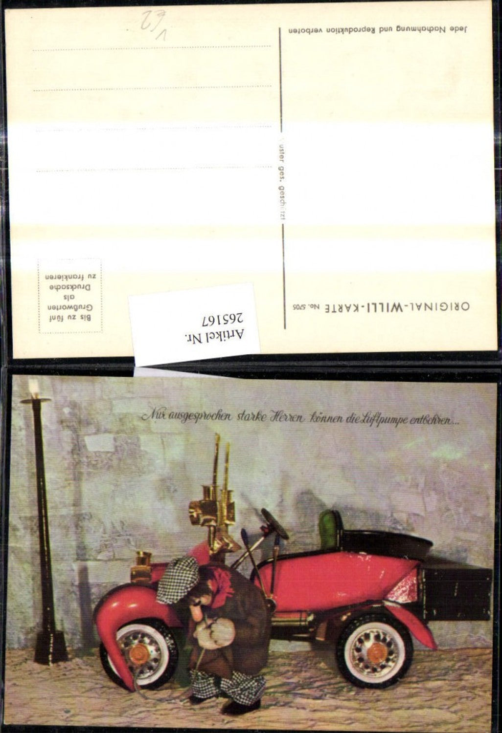 265167,Original Willi Karte 5705 Mann Automobil Auto Luftpumpe Spruch
