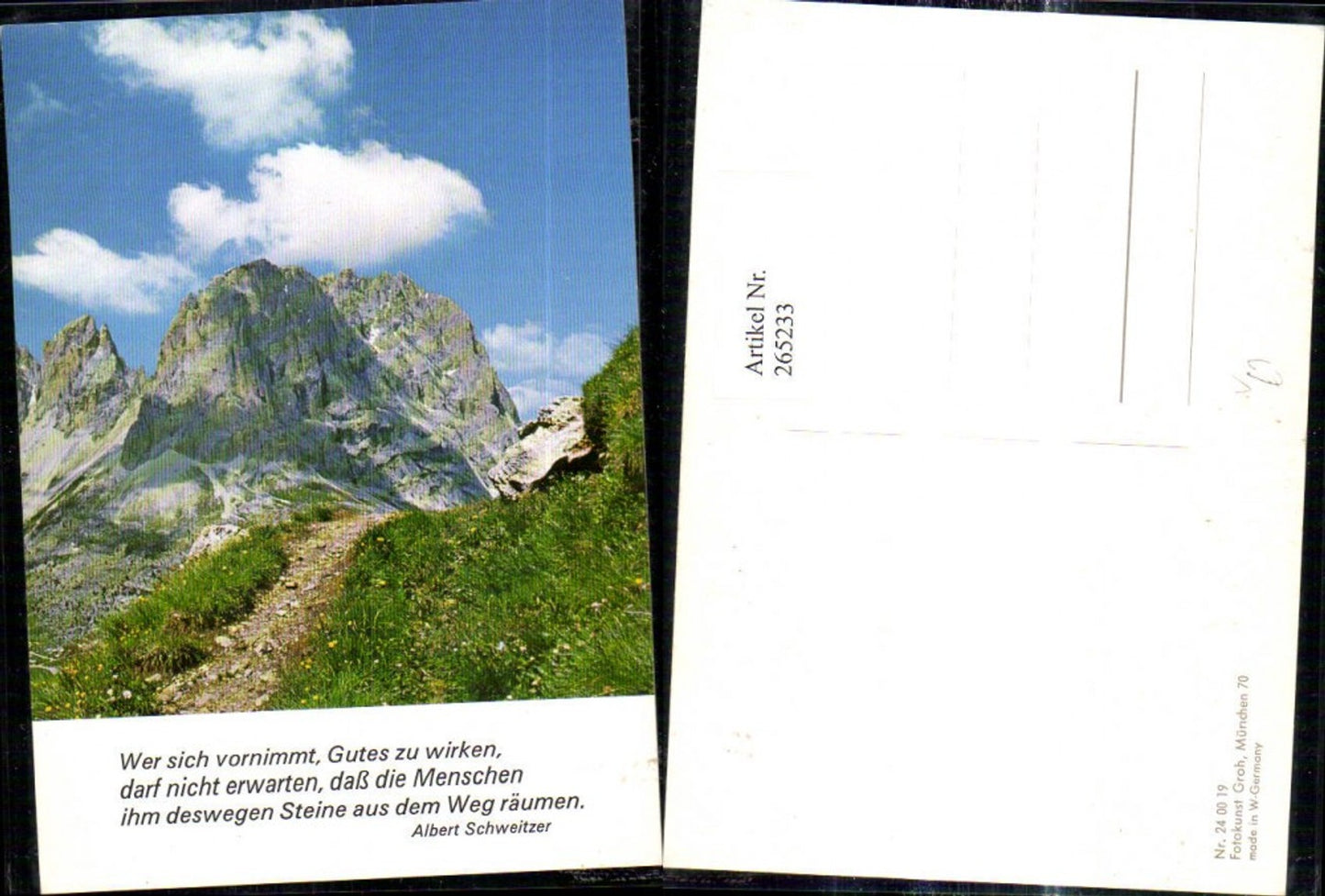 265233,Fotokunst Groh 240019 Bergkulisse Berge Spruch Albert Schweitzer