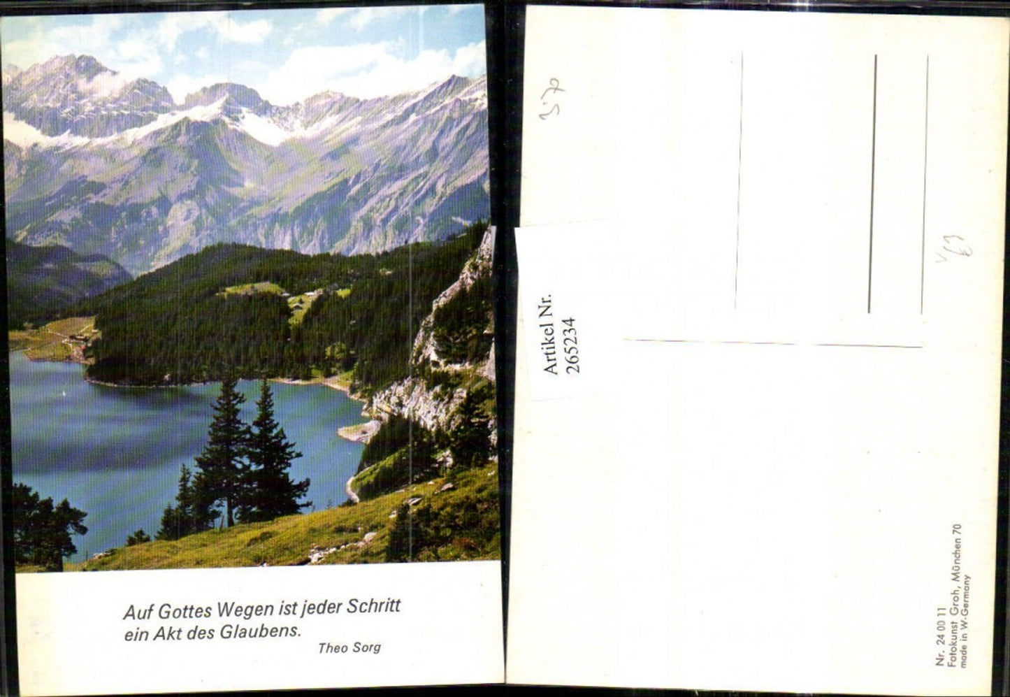 265234,Fotokunst Groh 240011 See Landschaft Berge Bergkulisse Spruch Theo Sorg