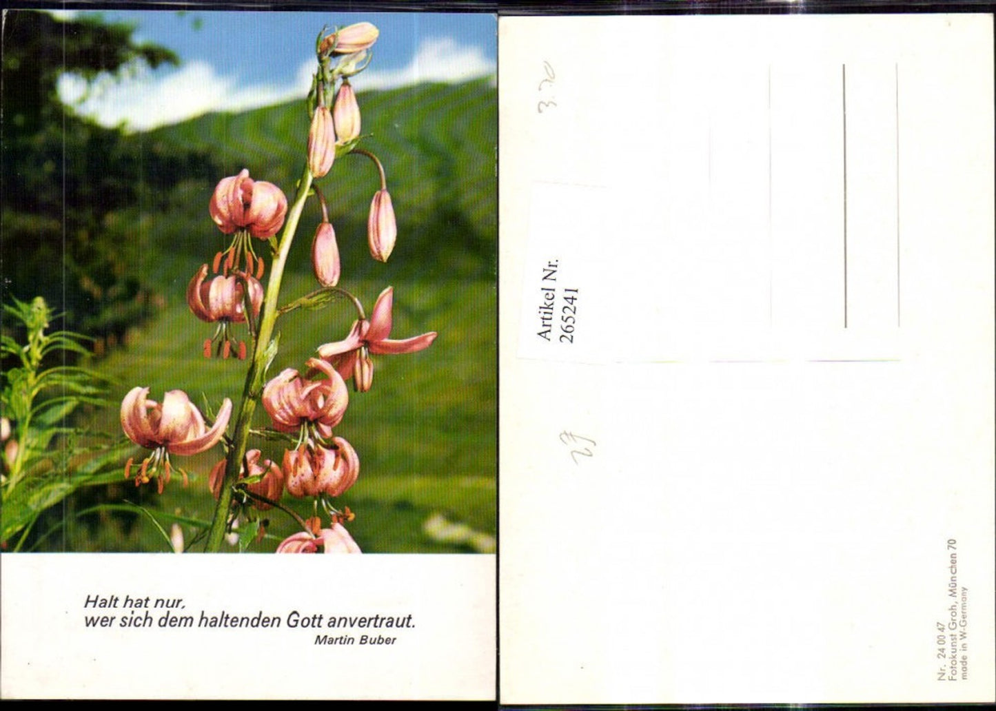 265241,Fotokunst Groh 240047 Fuschie Blumen Landschaft Spruch Martin Buber