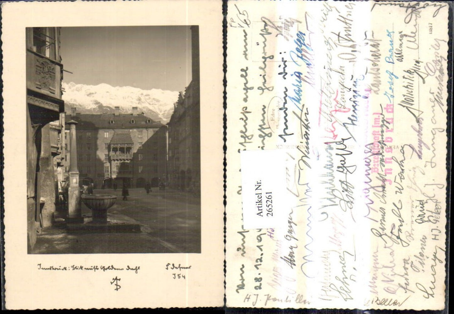 265261,Photographic Art Dr. Defner I 54 Innsbruck Golden Roof Field Post Office German Red Cross Innsbruck Unit