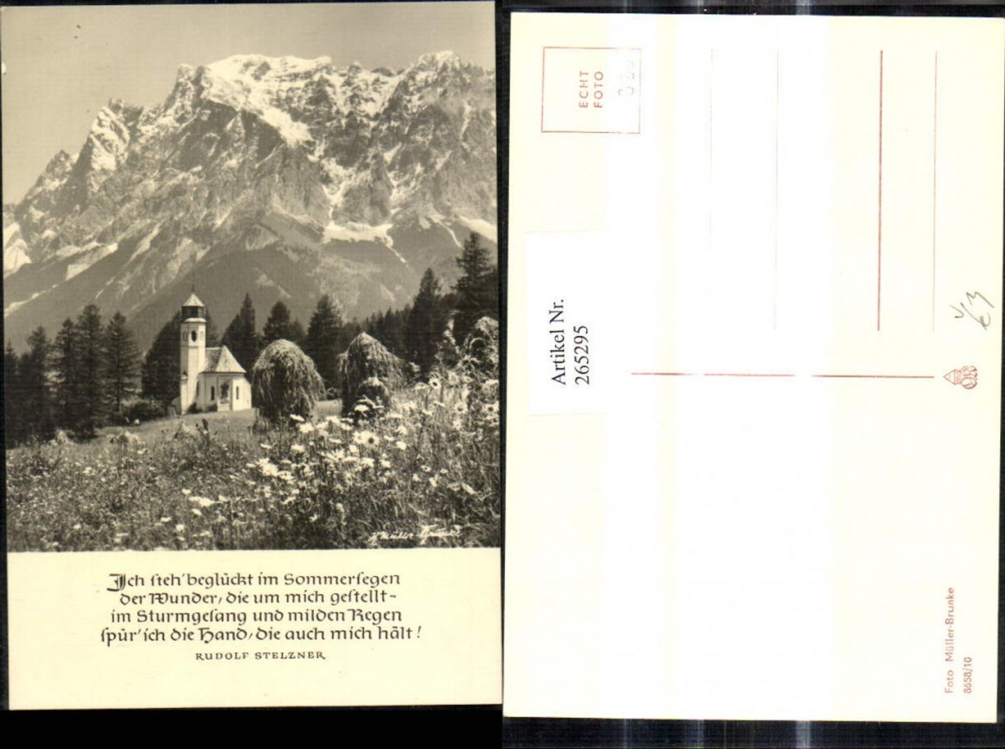 265295,Photo art Photo Müller-Brunke 8658/10 Mountain church Heureiter mountain scenery saying Rudolf Stelzner