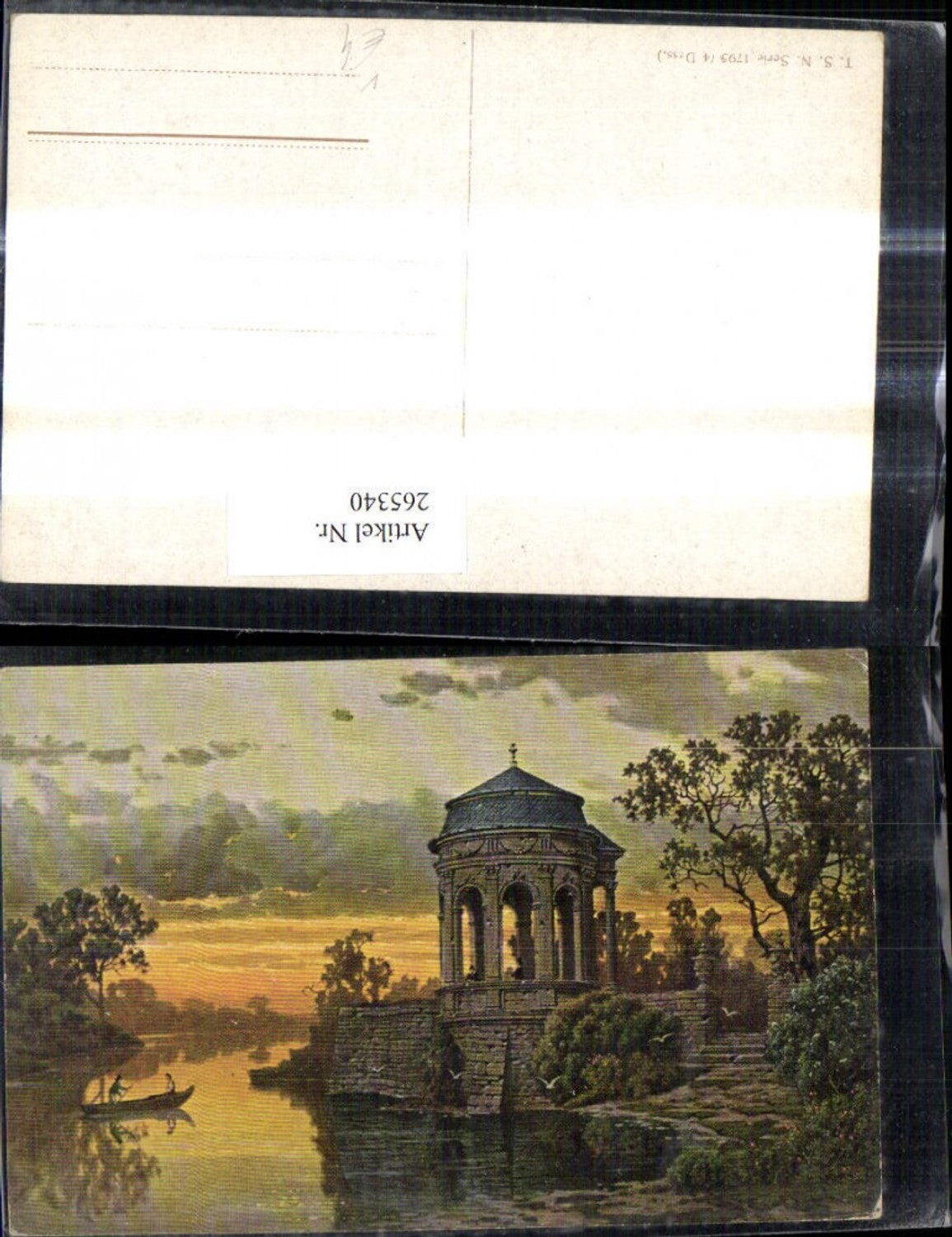 265340,Theo Stroefer 1795/4 Künstler Ak Ruderboot See Tempel a. Ufer Landschaft Park