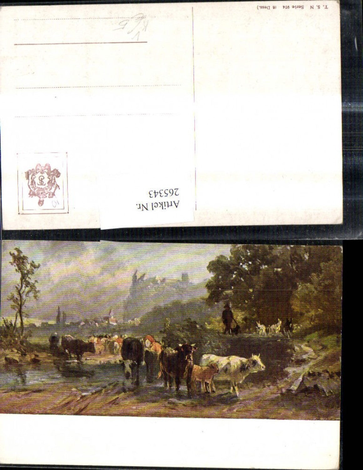 265343,Theo Stroefer 974/6 Künstler Ak Hirte m. Schafe Kühe Rinder Landschaft