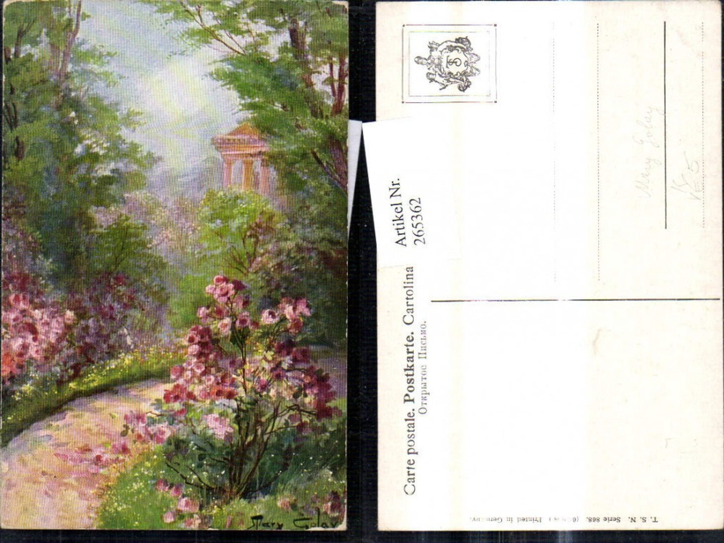 265362,Theo Stroefer 868/6 Künstler Ak Mary Golay Weg Tempel Park Blumen Garten
