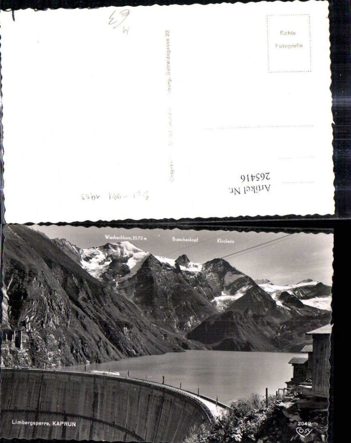 265416,Foto Ak Talsperre Kaprun Limbergsperre Gipfelkarte