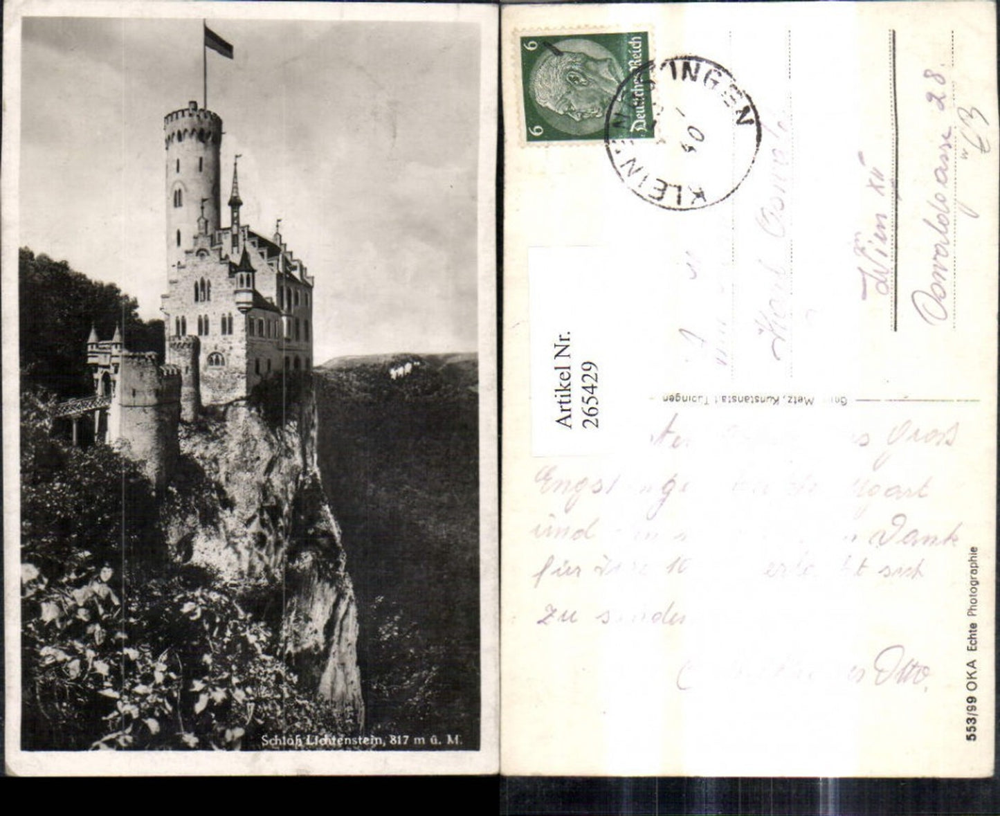 265429,Foto Ak Schloss Burg Lichtenstein i. Württemberg