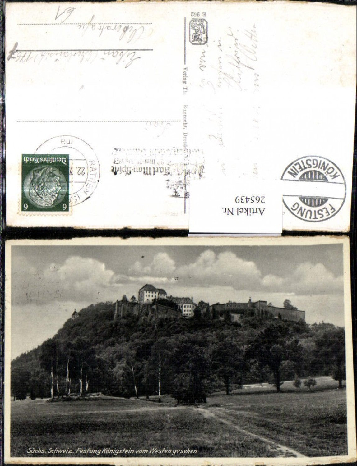 265439,Schloss Burg Sächsische Schweiz Festung Königstein v. Westen gesehen