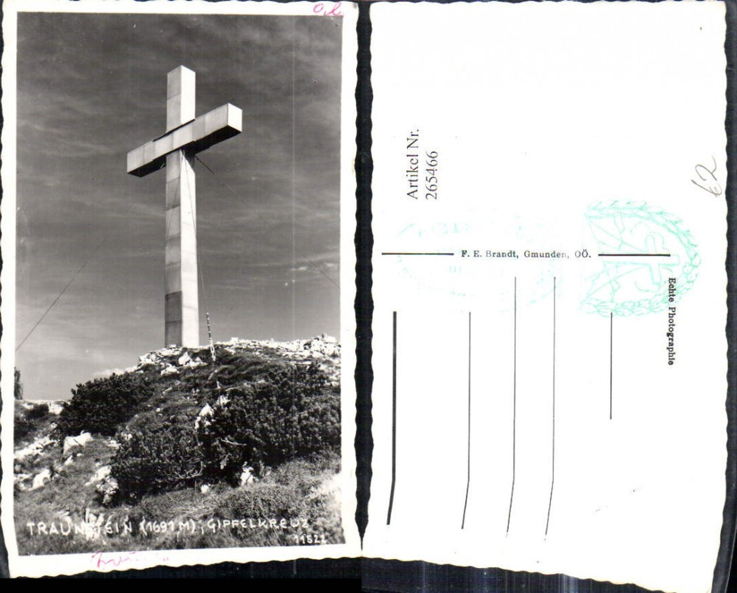 265466,Foto Ak Traunstein Gipfelkreuz Kreuz b. Gmunden