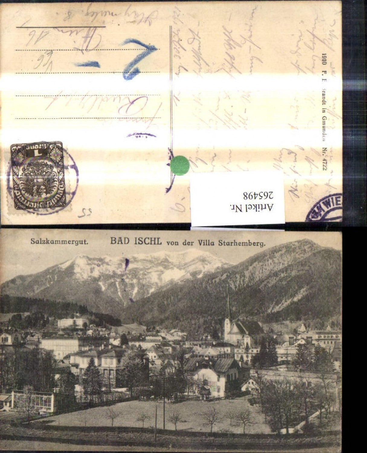 265498,Bad Ischl v. d. Villa Starhemberg Salzkammergut pub F. E. Brandt 4722