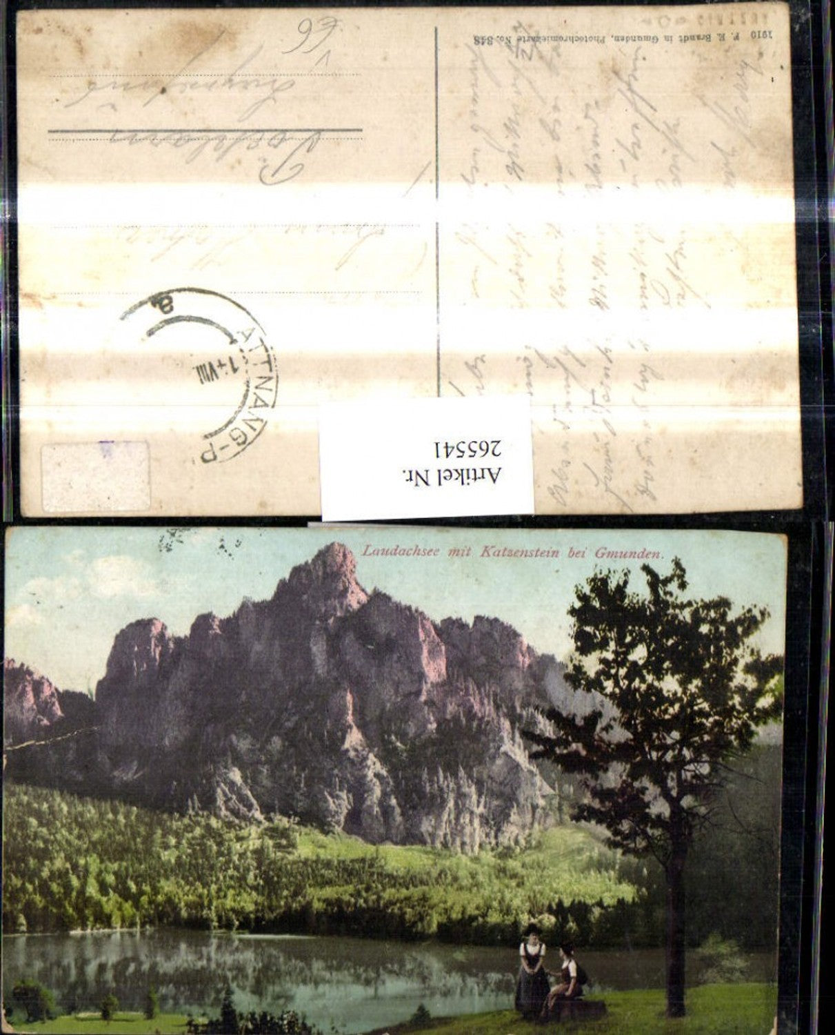 265541,Laudachsee m. Katzenstein b. Gmunden Ebensee Frauen a. Ufer pub F. E. Brandt 348