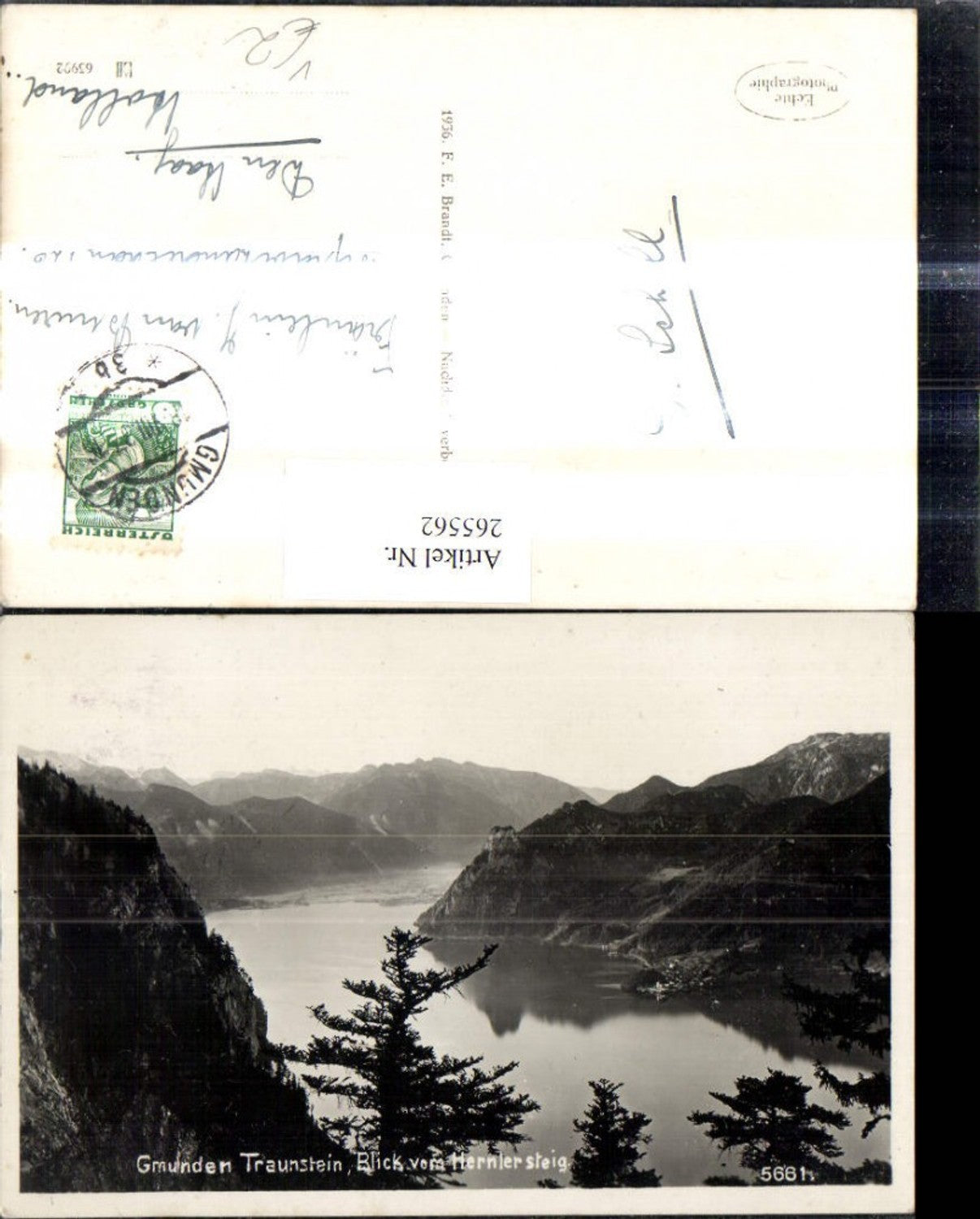 265562,Foto Ak Gmunden Traunstein Blick v. Hernlersteig pub F. E. Brandt 5661