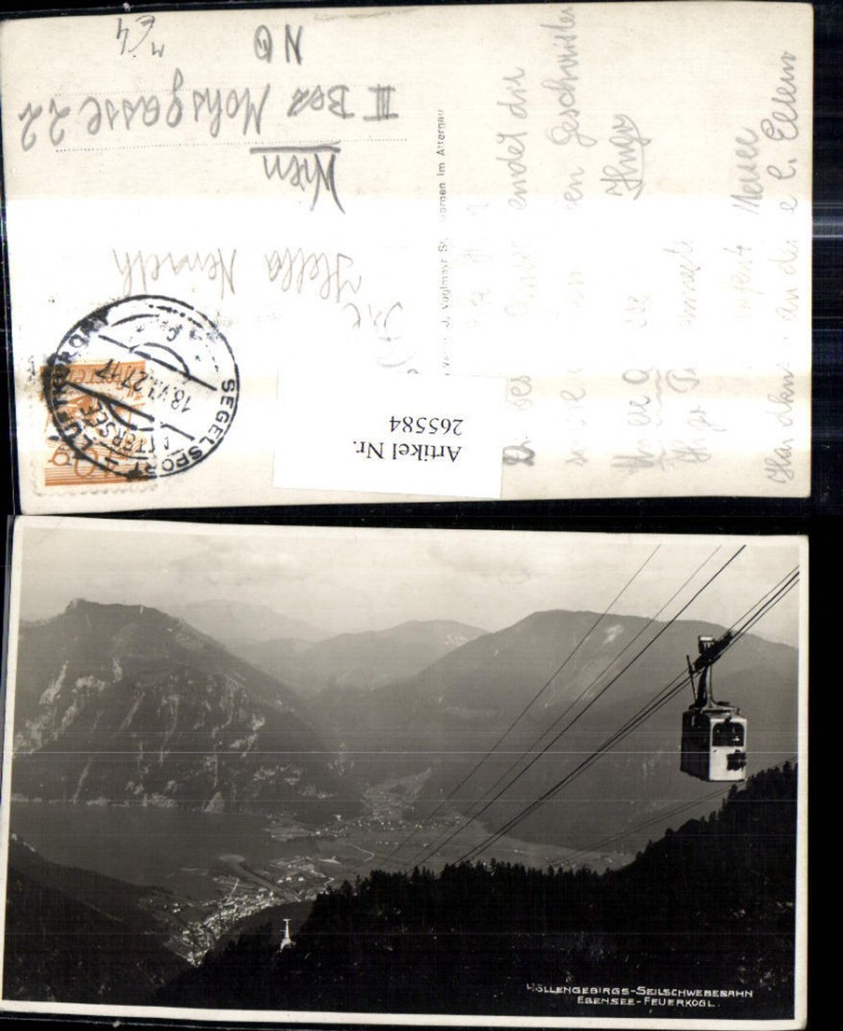 265584,Foto Ak Ebensee Feuerkogel Feuerkogelbahn Seilschwebebahn Gondel