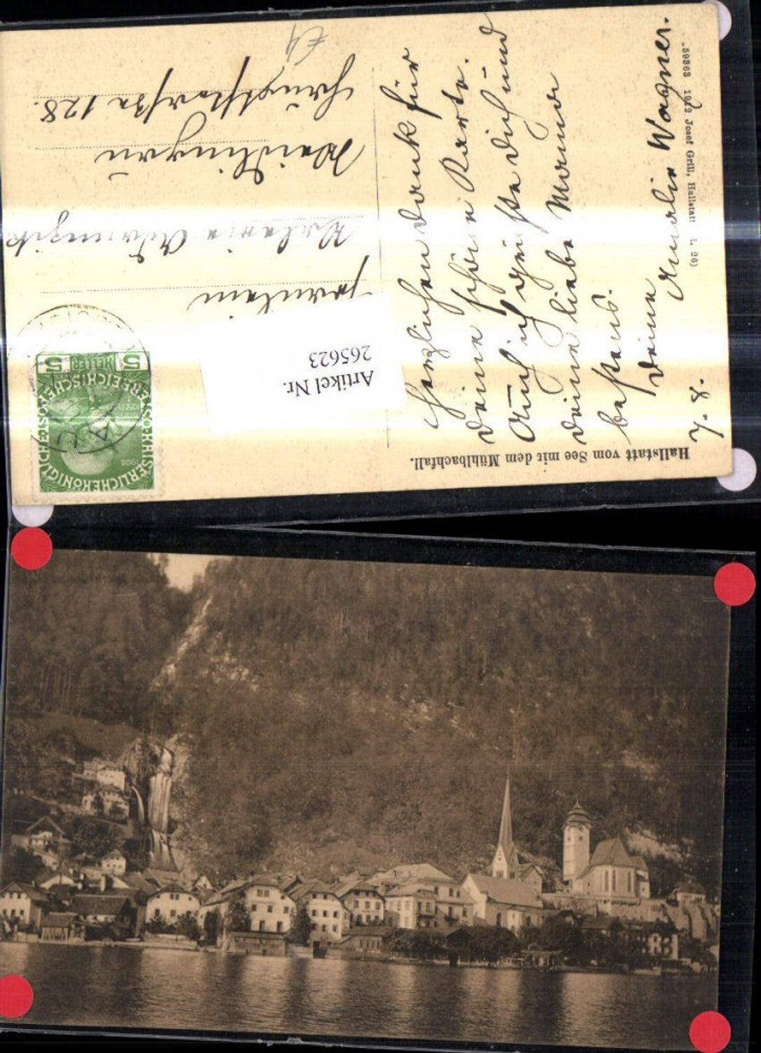 265623,Hallstatt v. See m. d. Mühlbachfall Wasserfall