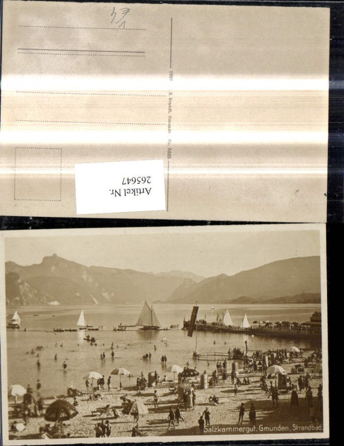 265647,Foto Ak Gmunden Strandbad Strandleben Salzkammergut pub F. E. Brandt 5335